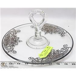 1930'S TIDBIT TRAY WITH STERLING SILVER OVERLAY