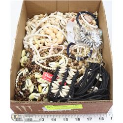 FLAT OF VINTAGE SHELL, CORAL JEWELRY AND MORE