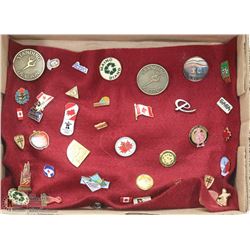 FLAT OF OVER 35 COLLECTOR PINS