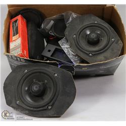 BOX OF CAR AUDIO ACCESSORIES