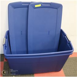 2 EXTRA LARGE 170L STERILITE TOTES WITH WHEELS