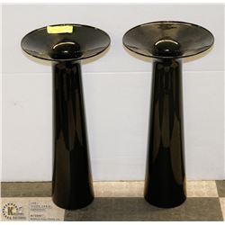 PAIR OF BLACK CENTERPIECE VASES 22" TALL