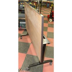 HEAVY DUTY 5' X 3' WORK TABLE ON WHEELS, FOLDS FOR