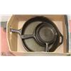 Image 1 : SET OF THREE CAST IRON FRY PANS.