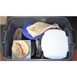 LARGE TOTE WITH KITCHEN ITEMS INCL KEURIG, PYREX,