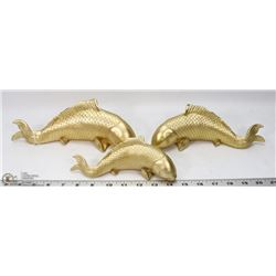 SET OF 3 NEW KOI FISH WALK ART GOLD COLOR