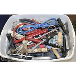 LARGE GREY TOTE WITH SHOP TOOLS & SUPPLIES