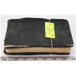 ANTIQUE 1877? EMBROIDERED COVER HOLY BIBLE ,