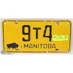 MANITOBA 9T4 NO YEAR LICENSE PLATE