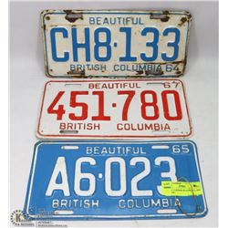 LOT OF 3 LICENSE PLATES INCL 1964 ,1965, 1967