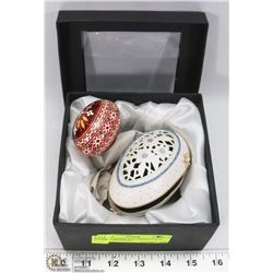 OLEG CASSINI. EGG TRINKET BOX WITH UKRAINIAN