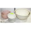 Image 1 : 2 POTTERY  BOWLS, 2 PINK MIXING BOWLS AND 4 LARGE