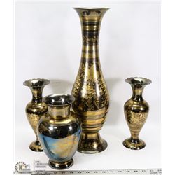 4PC DECORATIVE BRASS VASE SET