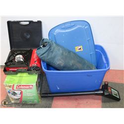 TOTE WITH CAMPING TOOLS INCL CAMPING TENT,