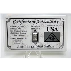 16 - FIVE GRAINS OF PURE SILVER