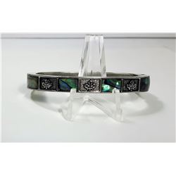 7 - SILVER TONE & GREEN/BLUE ABALONE