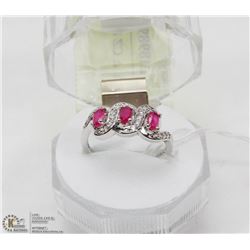 #52-RED RUBY & CZ RING