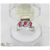 #52-RED RUBY & CZ RING