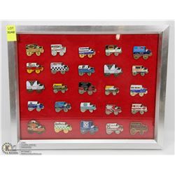 LOT OF 25 FRAMED CHUCK WAGON PINS