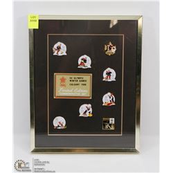 FRAMED CALGARY 1988 OLYMPICS PINS