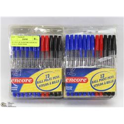 BUNDLE OF 10 ENCORE ASSORTED 12 BALL POINT PENS