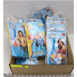 FLAT OF ASSORTED BEACHBALLS AND KIDS ARM FLOATERS