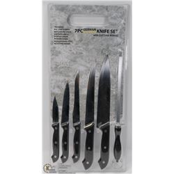 NEW 7PC GERMAN STYLE KNIFE SET WITH CUTTING BOARD
