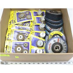 FLAT OF ASSORTED WIRE WHEEL BRUSHES & GRINDING
