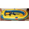 INFLATABLE BOAT WITH OARS AND FOOT PUMP