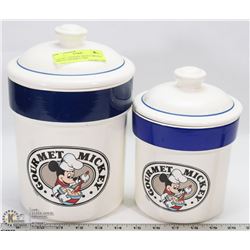 LOT OF 2 VINTAGE DISNEY MICKEY MOUSE GOURMET JARS