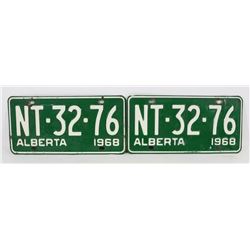 SET OF 2- 1968 ALBERTA LICENSE PLATES.