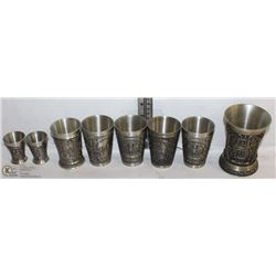 8 PIECES OF DECORATED FRIELING ZINN 95% PEWTER