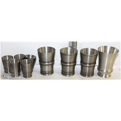 9 PIECES OF GEGOSSEN ZINN PEWTER
