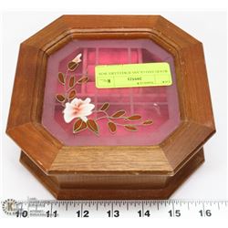 WOOD AND GLASS JEWELLERY BOX