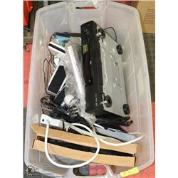 TOTE OF ELECTRONICS INCL DVD PLAYER, AMP AND MORE.