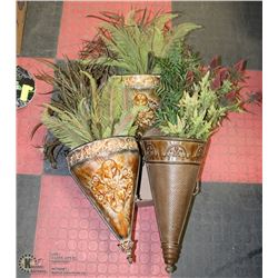 3 METAL CONE DECOR WITH ARTIFICIAL FERNS