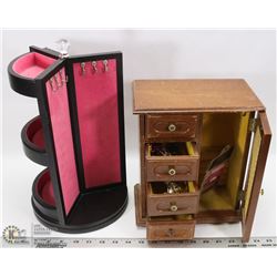 VINTAGE JEWELLERY BOX WITH CONTENTS AND SPINNING