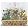 Image 1 : BASKET OF VINTAGE GLASS JUGS AND BOTTLES