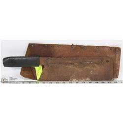 PRIMITIVE HAND FORGED HATCHET WITH LEATHER CASE