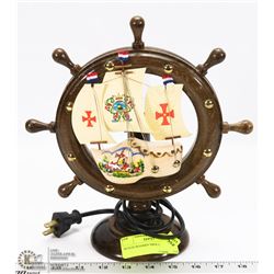 DUTCH WOODEN SHOE SHIP LAMP