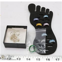 LOT  OF 15 STERLING SILVER TOE RINGS  WITH DISPLAY