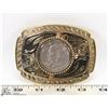 Image 1 : BELT BUCKLE WITH INLAY 1977 US IKE $1 COIN.