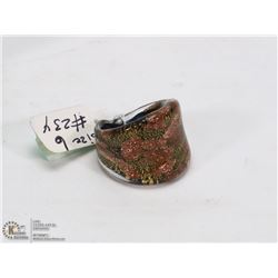 5)MURANO 3 TONE 24K GLASS RING SIZE 6