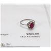 Image 1 : 10K WHITE GOLD LADIES RUBY RING SIZE 7.5 WITH COA