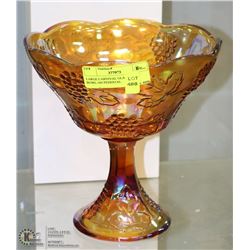 LARGE CARNIVAL GLASS FRUIT BOWL ON PEDESTAL