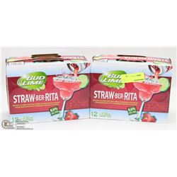 2 CASES OF 12, 236ML CANS OF BUDLIME STAWBERRITA