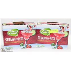2 CASES OF 12, 236ML CANS OF BUDLIME STAWBERRITA