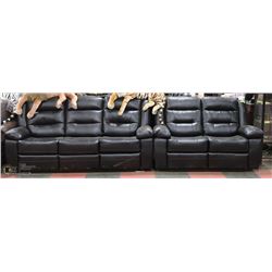 NEW BLACK LEATHERETTE RECLINING 82" SOFA WITH 62"