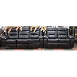NEW BLACK LEATHERETTE RECLINING 82" SOFA WITH 62"