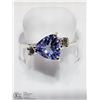 Image 1 : 3) 14K WHITE GOLD TANZANITE AND DIAMOND RING